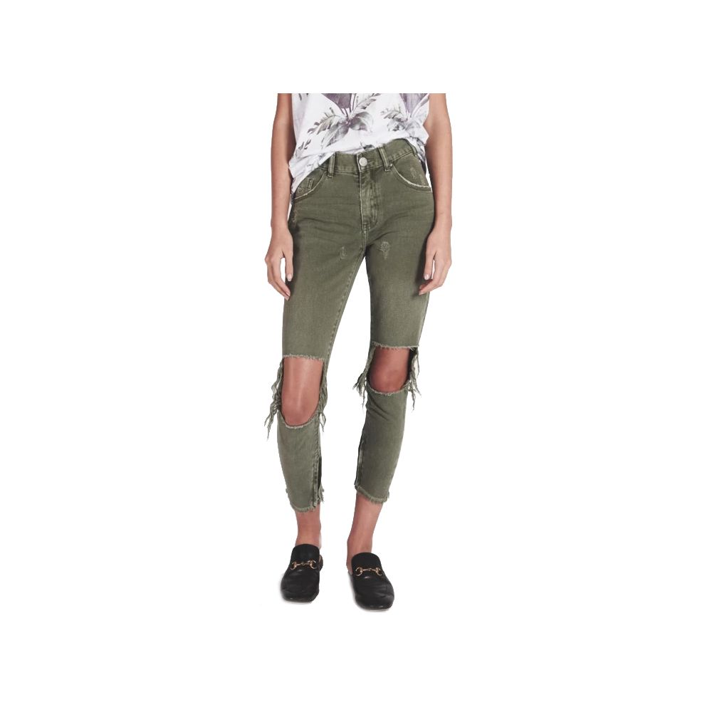 One Teaspoon Green Cotton Jeans &amp; Pant