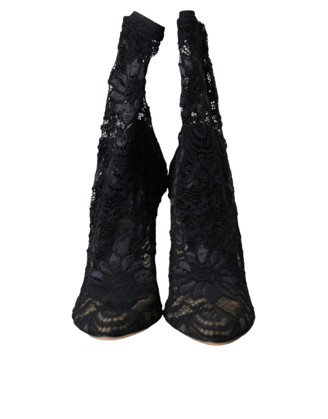 Dolce &amp; Gabbana Black Stretch Taormina Lace Boots Shoes