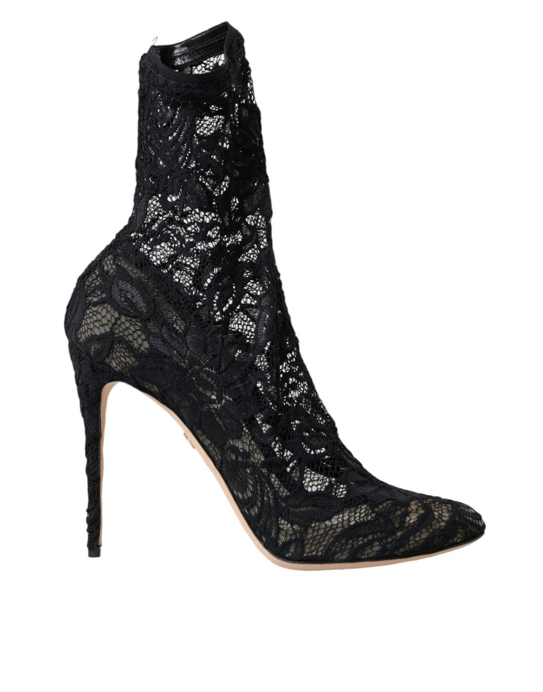 Dolce &amp; Gabbana Black Stretch Taormina Lace Boots Shoes