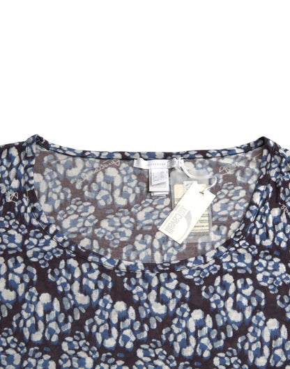 Just Cavalli Blue Floral Lace Long Sleeves Top Underwear Blouse