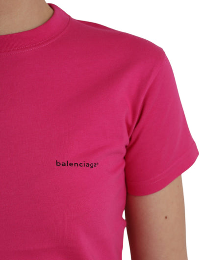 Balenciaga Pink Cotton Crew Neck Short Sleeves Tee Top T-shirt