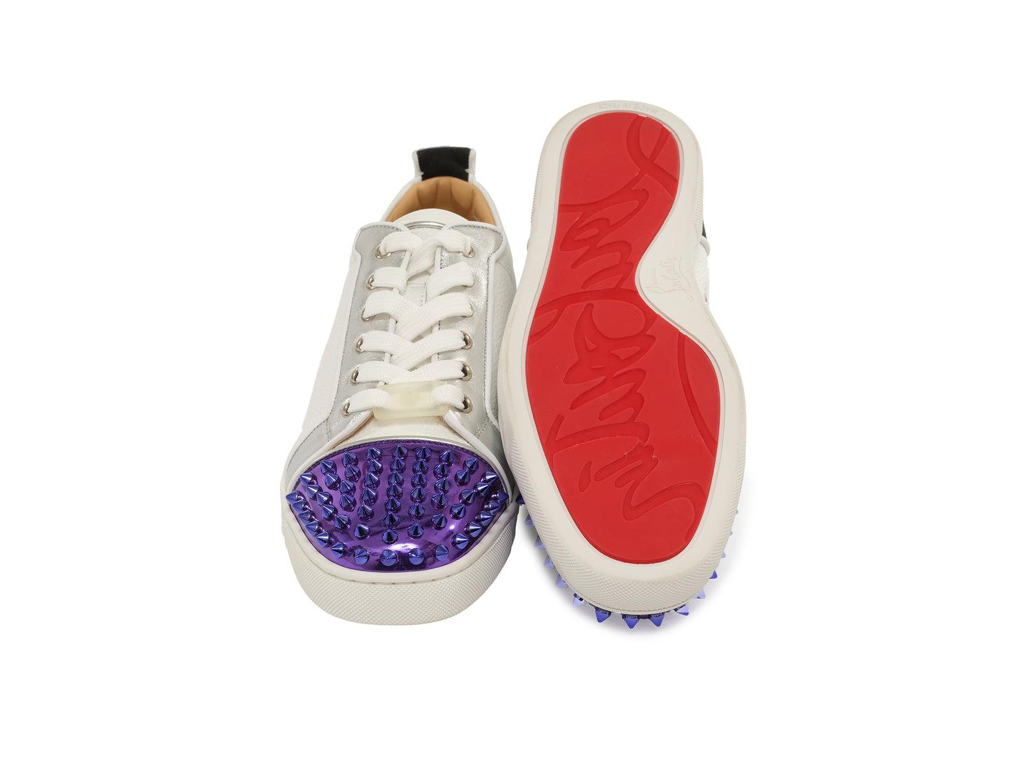 Christian Louboutin Louis Junior Spikes Flat Contrasting Leather Sneakers