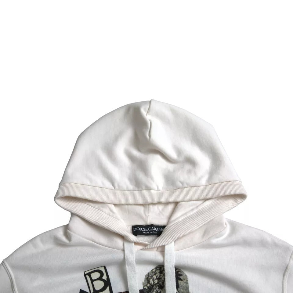 Dolce &amp; Gabbana White Caesar Cotton Hooded Pullover Sweater