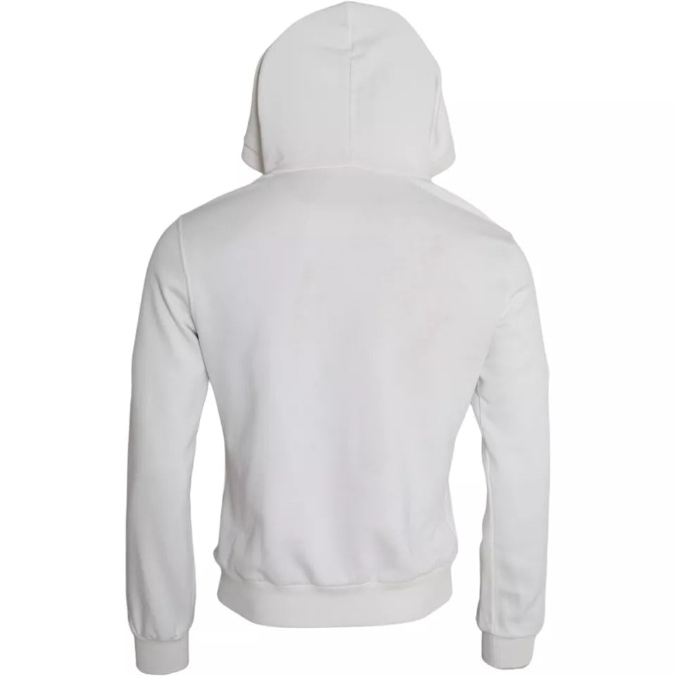 Dolce &amp; Gabbana White Caesar Cotton Hooded Pullover Sweater