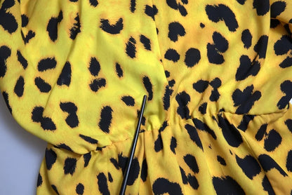 Dolce &amp; Gabbana Yellow Leopard Print Long Sleeves Top Blouse