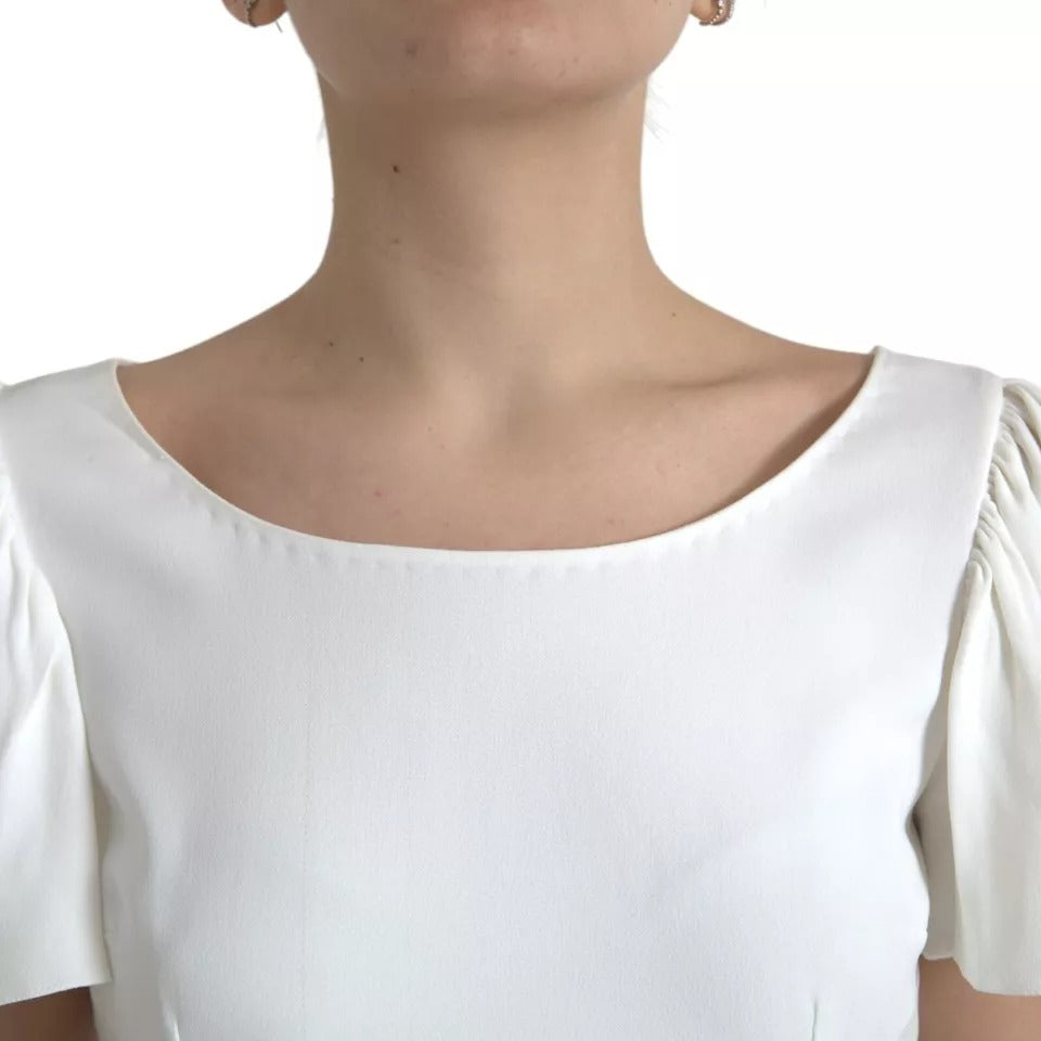 Dolce &amp; Gabbana White Viscose Round Neck Short Sleeves Top