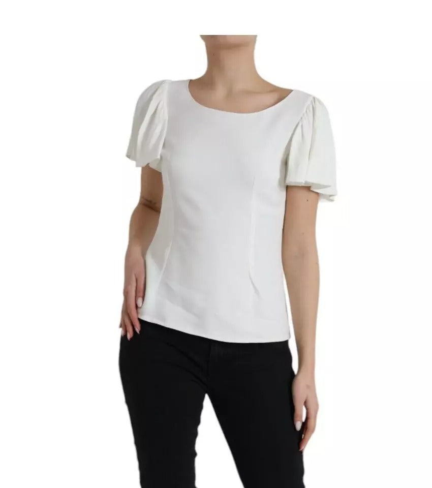 Dolce &amp; Gabbana White Viscose Round Neck Short Sleeves Top