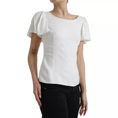 Dolce &amp; Gabbana White Viscose Round Neck Short Sleeves Top