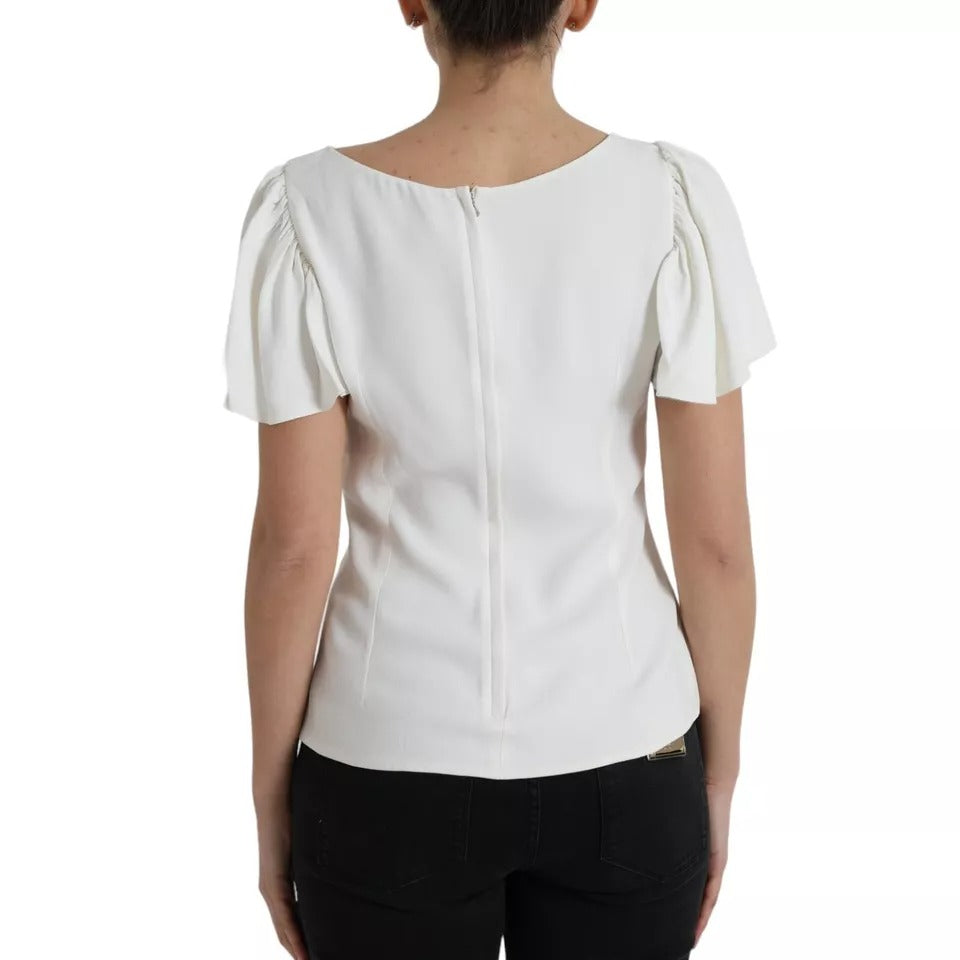 Dolce &amp; Gabbana White Viscose Round Neck Short Sleeves Top