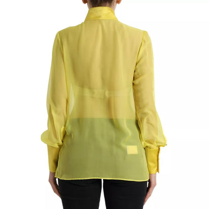 Dolce &amp; Gabbana Yellow Long Sleeve Button Down Blouse Top