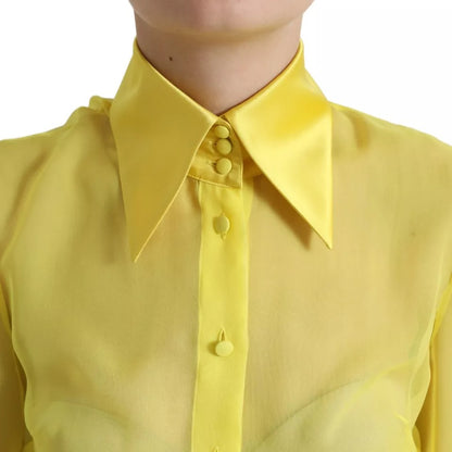 Dolce &amp; Gabbana Yellow Long Sleeve Button Down Blouse Top