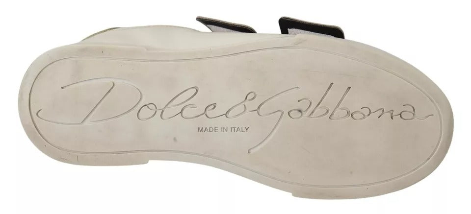 Dolce &amp; Gabbana White Gold Leather Trainers Sneakers Shoes