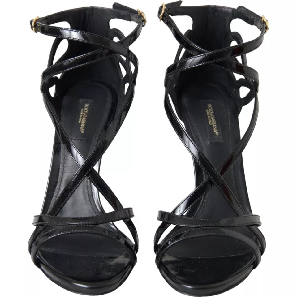 Dolce &amp; Gabbana Black Bellucci Leather Heels Sandals Shoes