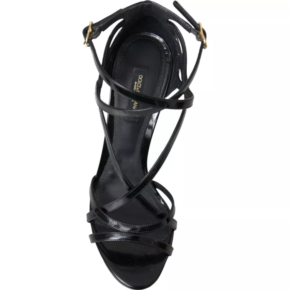 Dolce &amp; Gabbana Black Bellucci Leather Heels Sandals Shoes