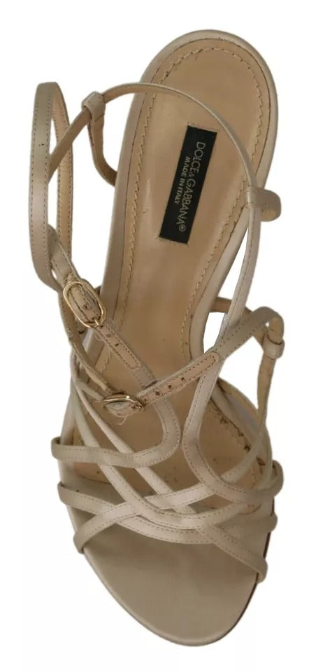 Dolce &amp; Gabbana Gold Silk Ankle Strap Heels Sandals Shoes