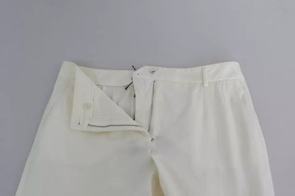 Dolce &amp; Gabbana White Wide Leg Virgin Wool Pants