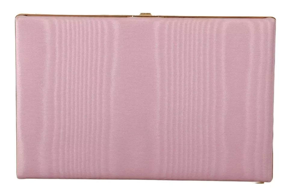 Dolce &amp; Gabbana Pink Silk Gold Frame Clutch Evening Party Purse Bag