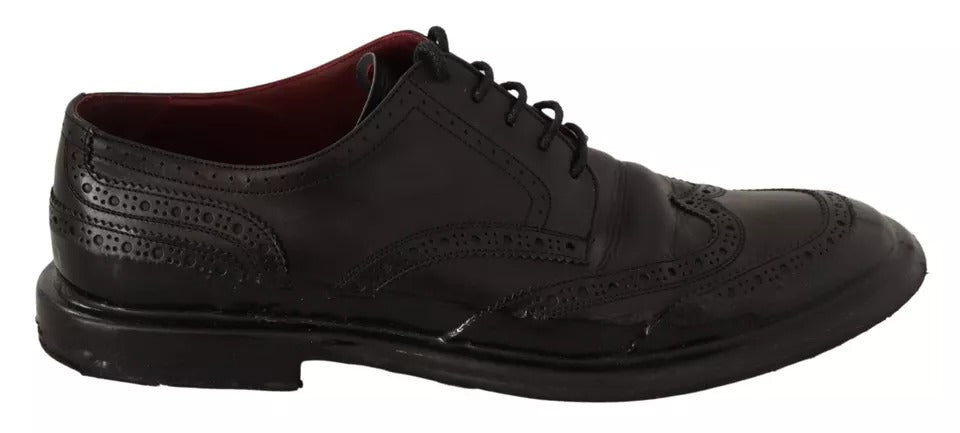 Dolce &amp; Gabbana Black Leather Brogue Oxford Dress Shoes