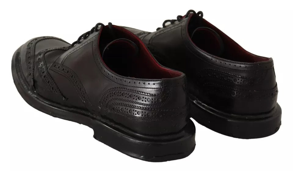 Dolce &amp; Gabbana Black Leather Brogue Oxford Dress Shoes