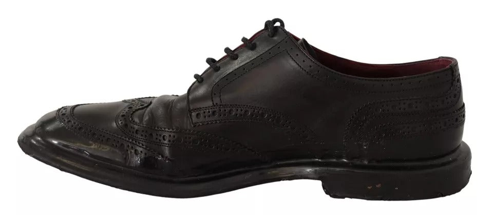 Dolce &amp; Gabbana Black Leather Brogue Oxford Dress Shoes