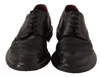 Dolce &amp; Gabbana Black Leather Brogue Oxford Dress Shoes