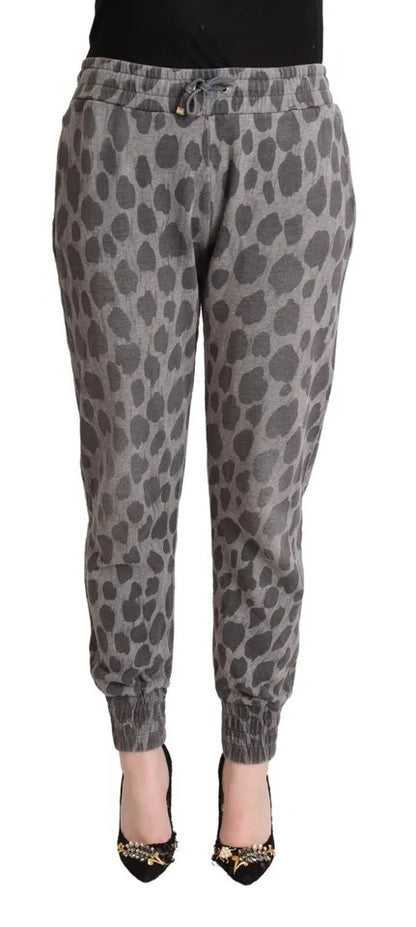 Dolce &amp; Gabbana Gray Leopard Print Sweatpants Jogger Pants