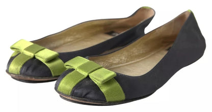 Dolce &amp; Gabbana Black Green Loafers Ballerina Flats Shoes