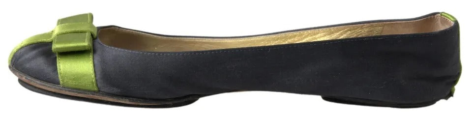 Dolce &amp; Gabbana Black Green Loafers Ballerina Flats Shoes