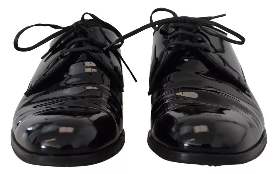 Dolce &amp; Gabbana Black Patent Leather Derby Dress Shoes