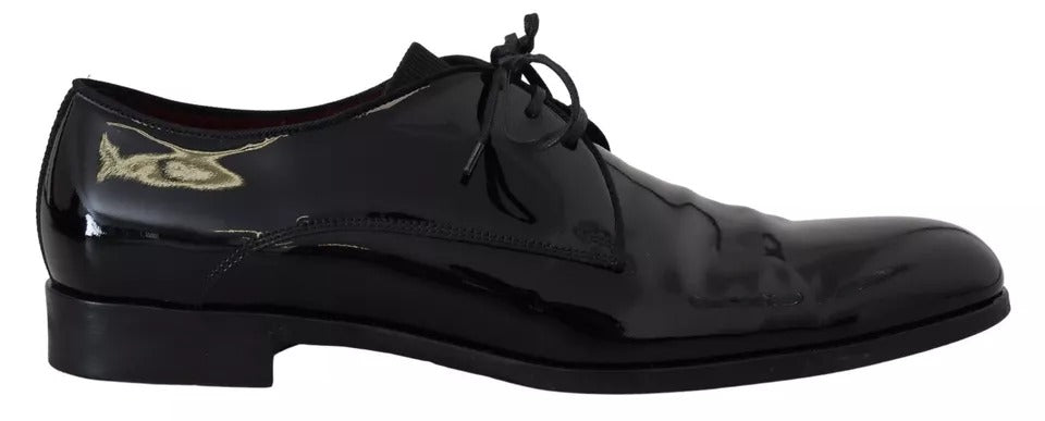 Dolce &amp; Gabbana Black Patent Leather Derby Dress Shoes