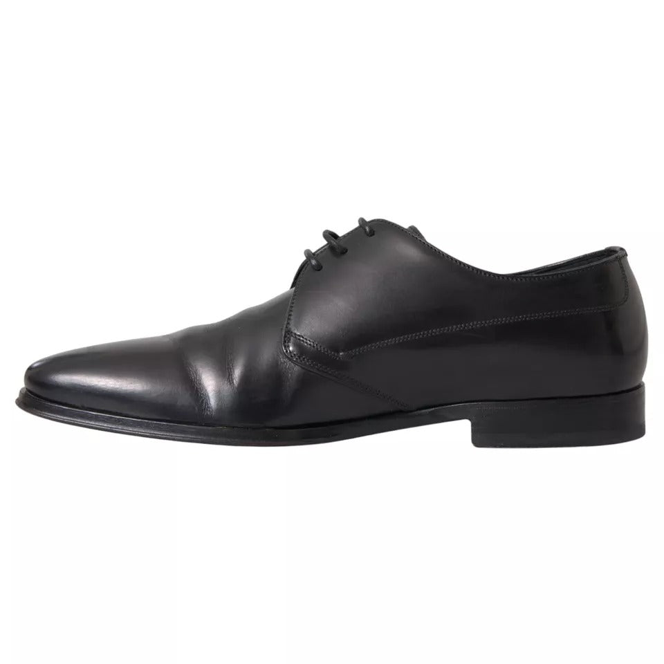 Dolce &amp; Gabbana Black Leather Derby Formal Dress Men Shoes