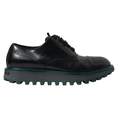 Dolce &amp; Gabbana Black Leather Derby Formal Dress Shoes