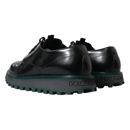 Dolce &amp; Gabbana Black Leather Derby Formal Dress Shoes