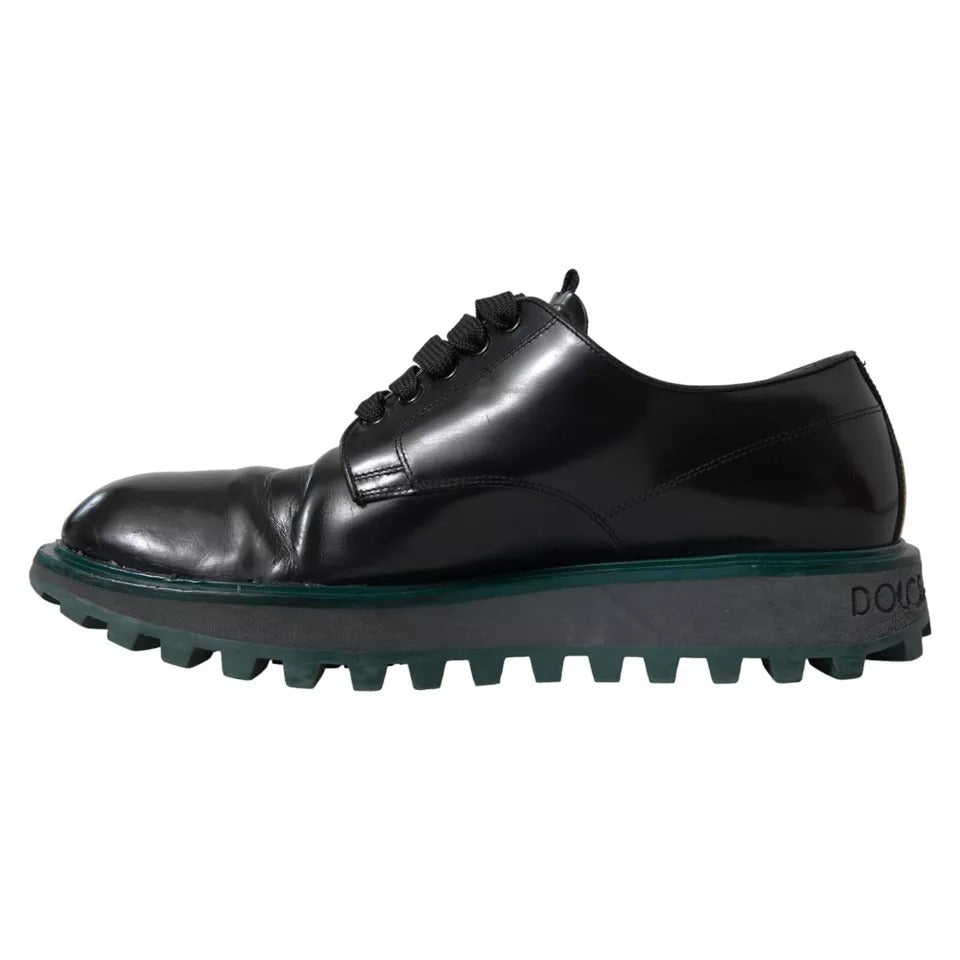 Dolce &amp; Gabbana Black Leather Derby Formal Dress Shoes