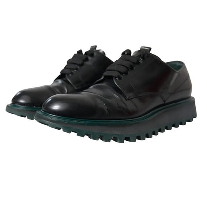 Dolce &amp; Gabbana Black Leather Derby Formal Dress Shoes