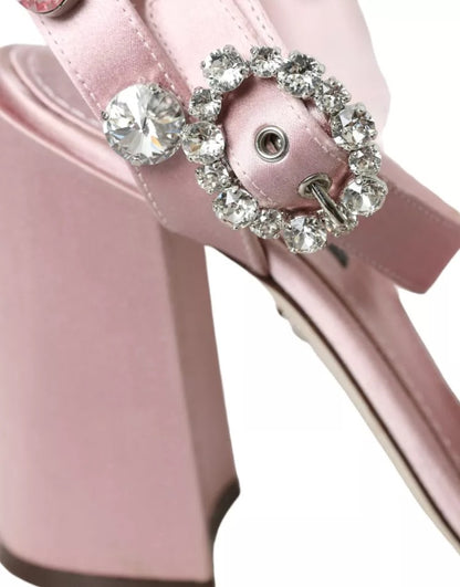 Dolce &amp; Gabbana Pink Turkey Feather Crystal Sandals Shoes