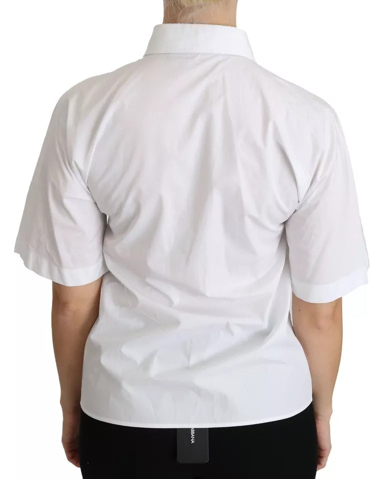 Dolce &amp; Gabbana White Collared Short Sleeve Polo Shirt Top