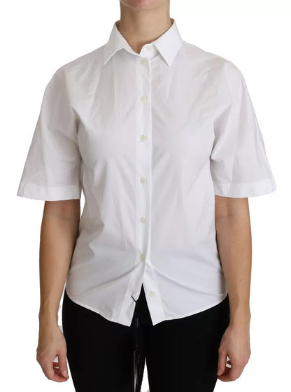 Dolce &amp; Gabbana White Collared Short Sleeve Polo Shirt Top