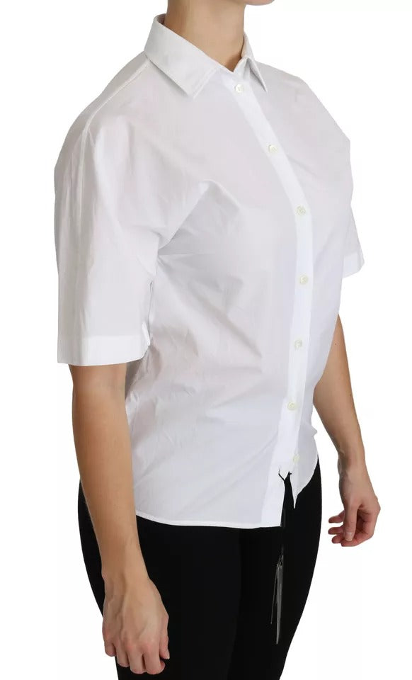 Dolce &amp; Gabbana White Collared Short Sleeve Polo Shirt Top