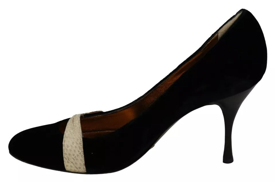 Dolce &amp; Gabbana Black Velvet Ayers High Heels Pumps Shoes