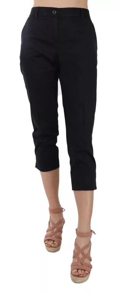 Dolce &amp; Gabbana Black Cotton Cropped Capri Pants