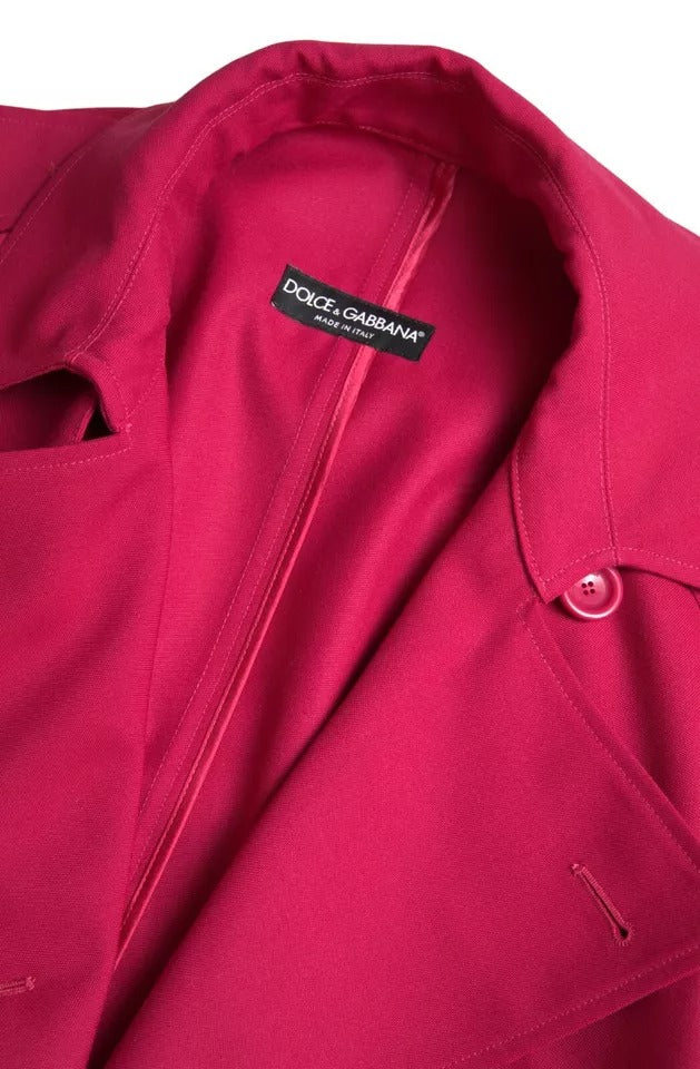 Dolce &amp; Gabbana Dark Pink Double Breasted Trench Coat Jacket