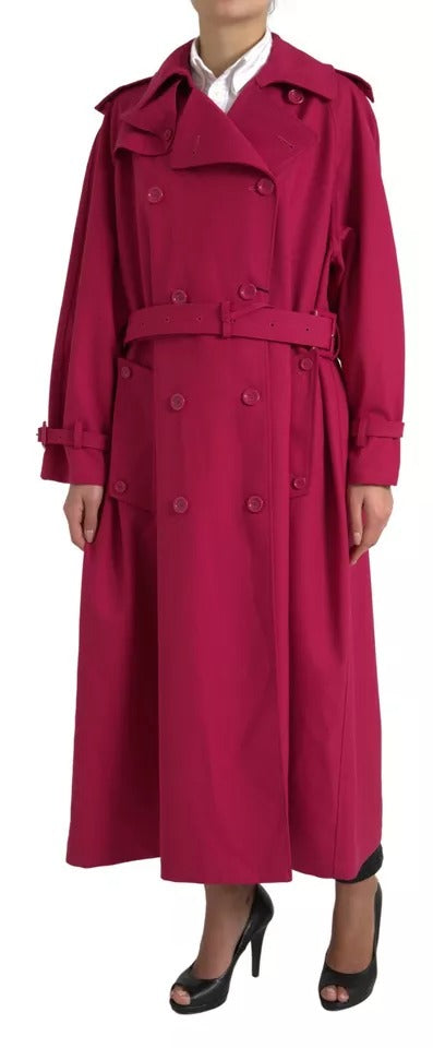 Dolce &amp; Gabbana Dark Pink Double Breasted Trench Coat Jacket