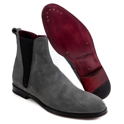 Dolce &amp; Gabbana Gray Leather Di Calfskin Boot