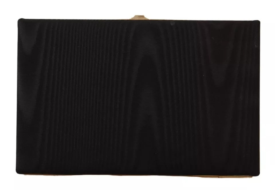 Dolce &amp; Gabbana Black Silk Gold Frame Clutch Evening Party Purse Bag