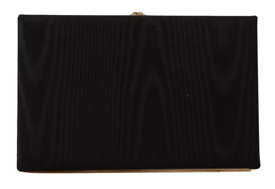 Dolce &amp; Gabbana Black Silk Gold Frame Clutch Evening Party Purse Bag