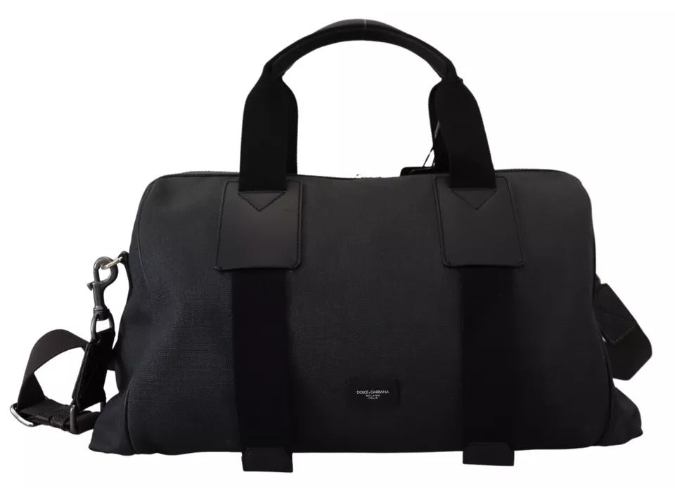 Dolce &amp; Gabbana Black Gray Holdall Tote Men Hand Shoulder Bag