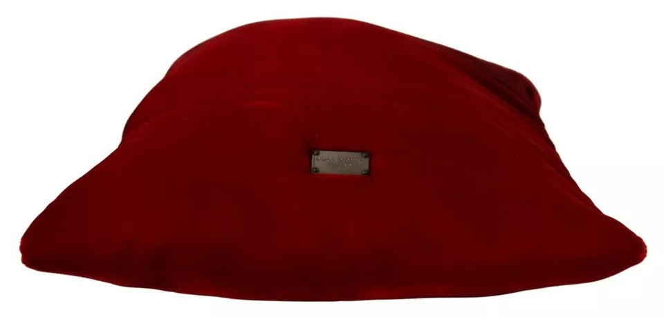 Dolce &amp; Gabbana Red Velvet Logo Plaque Women Pouch Bag