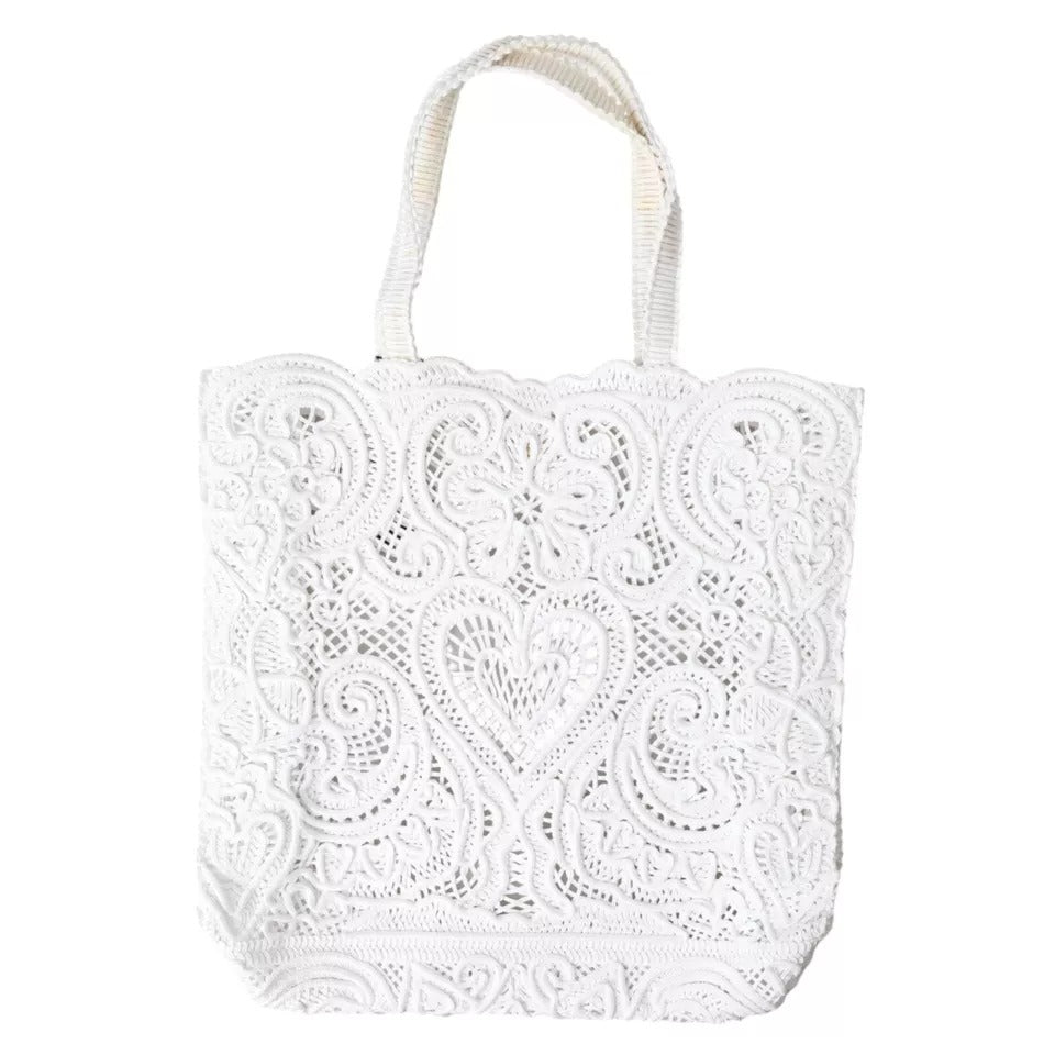 Dolce &amp; Gabbana White Cordonetto Lace Beatrice Tote Bag