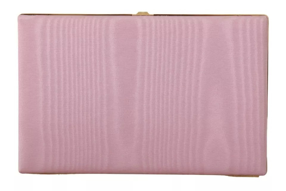 Dolce &amp; Gabbana Pink Silk Gold Frame Clutch Evening Party Purse Bag